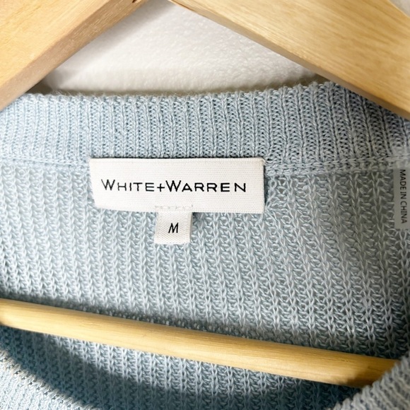 White + Warren Linen Blue Boxy Knit Women's Size Medium - Picture 4 of 5